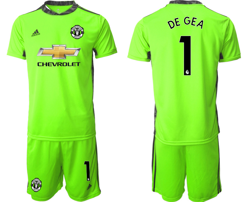 Men 2020-2021 club Manchester United fluorescent green goalkeeper #1 Soccer Jerseys